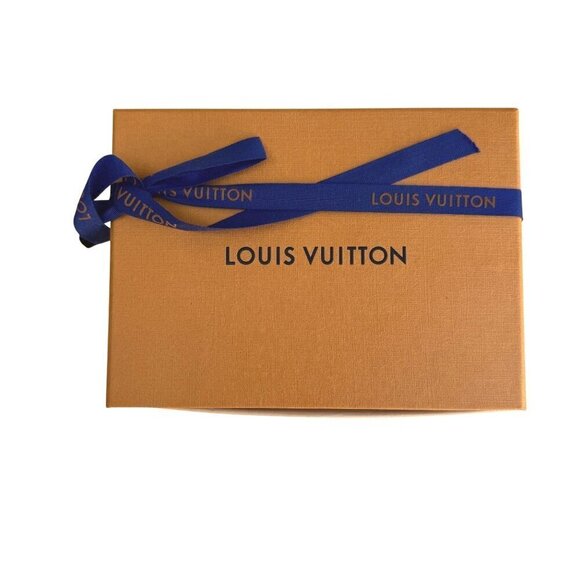 Louis Vuitton Rectangle Orange Drawer Gift Box Blue Louis Vuitton Bow Ribbon - Picture 1 of 5